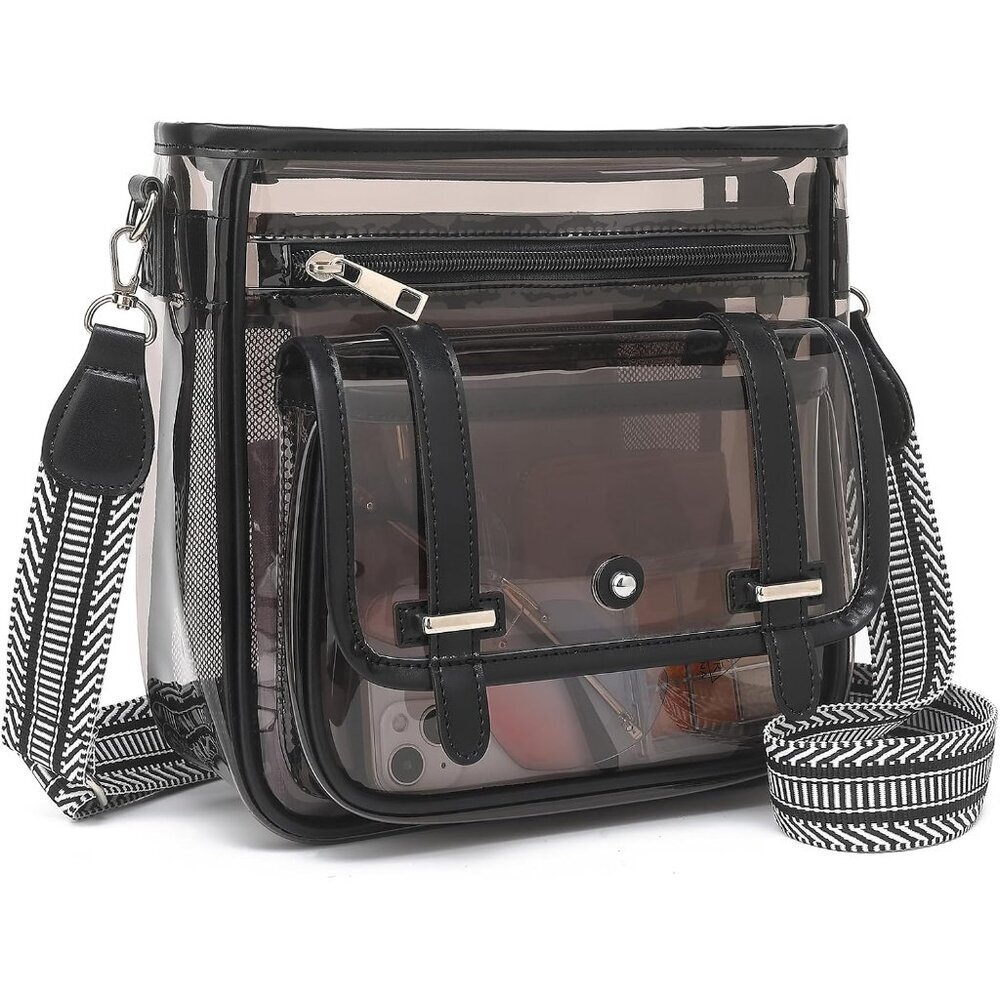 Clear Crossbody Bag PVC Heavy Duty See Through Stadium Concert Purse